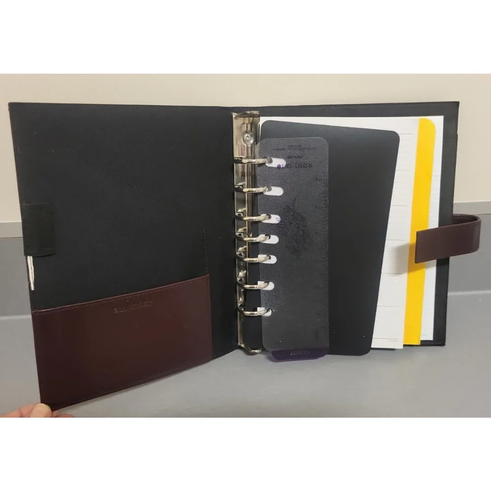 VTG Day-Timer Burgundy Wine Leather 3 Ring Planner Organizer 9.5 X 7 w/inserts